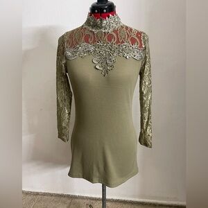 Elegant Lace Olive Green Top